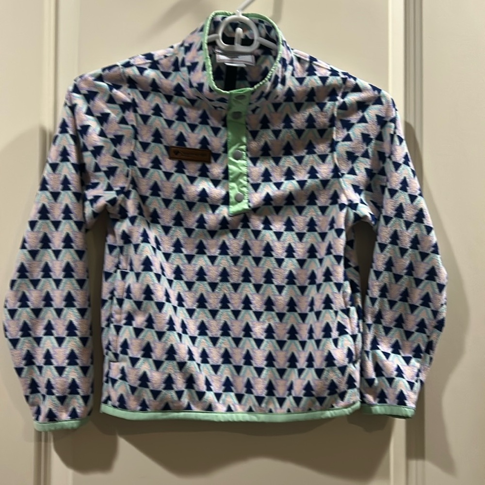 Obermeyer 1/4 snap Fleece Pullover jacket print with pockets long sleeves size L
